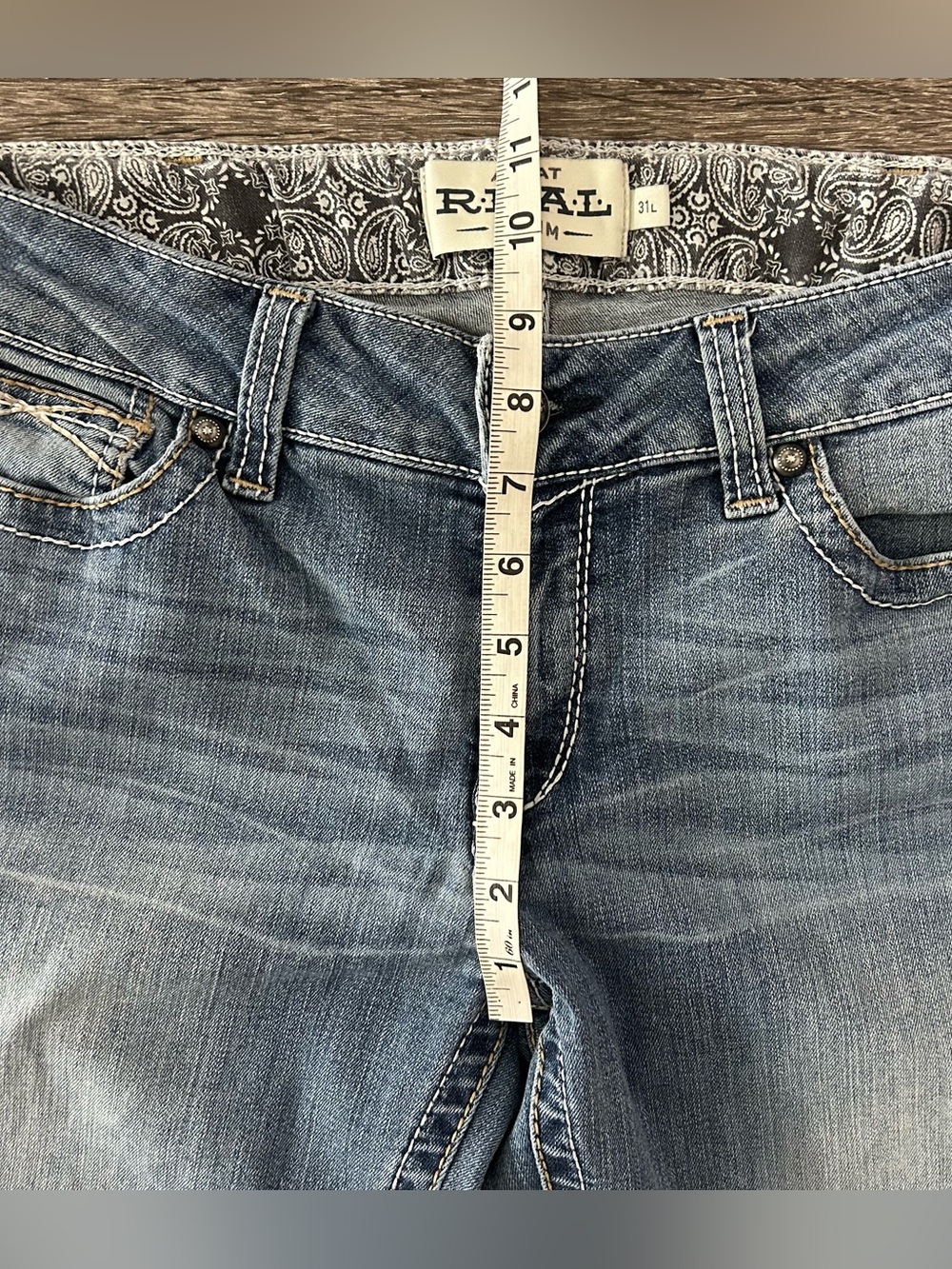 Ariat Real Denim Low Rise Boot Cut Blue Jeans Womens 31L Embroidered Pockets Y2K - Picture 13 of 14